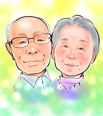 川上奈々還暦祝いの似顔絵